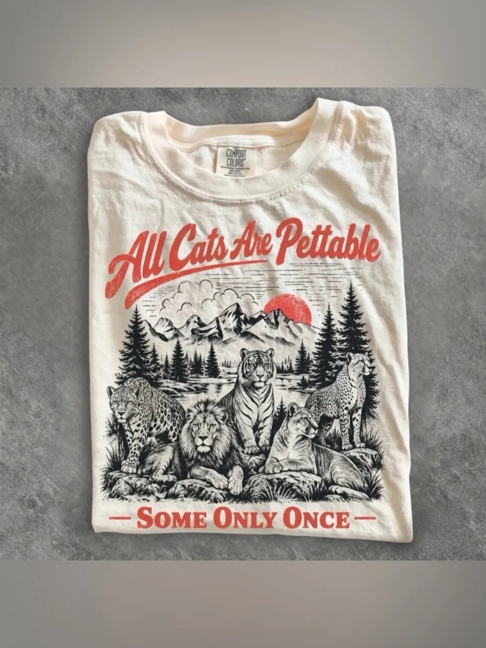 All Cats Are Pettable Tee, Some Only Once Big Cat Graphic T-Shirt, Leopard Tee